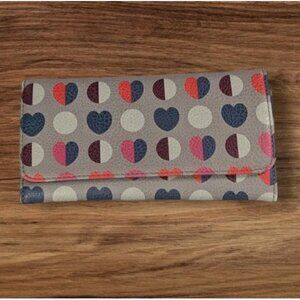 Relic Wallet Tri Fold Hearts Geometric Sweatheart Faux Leather Checkbook Love